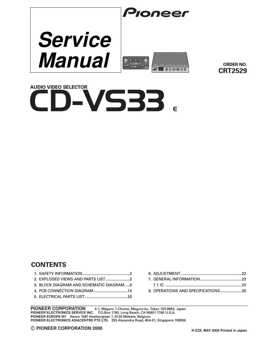 pioneer cdvs 33 service manual