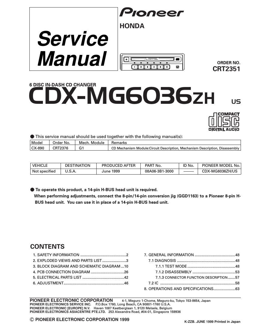 pioneer cdxmg 6036 service manual