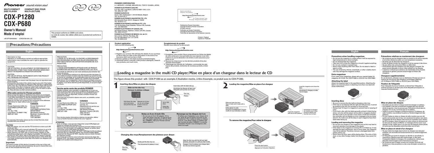 Pioneer CDX P680 Owners Manual