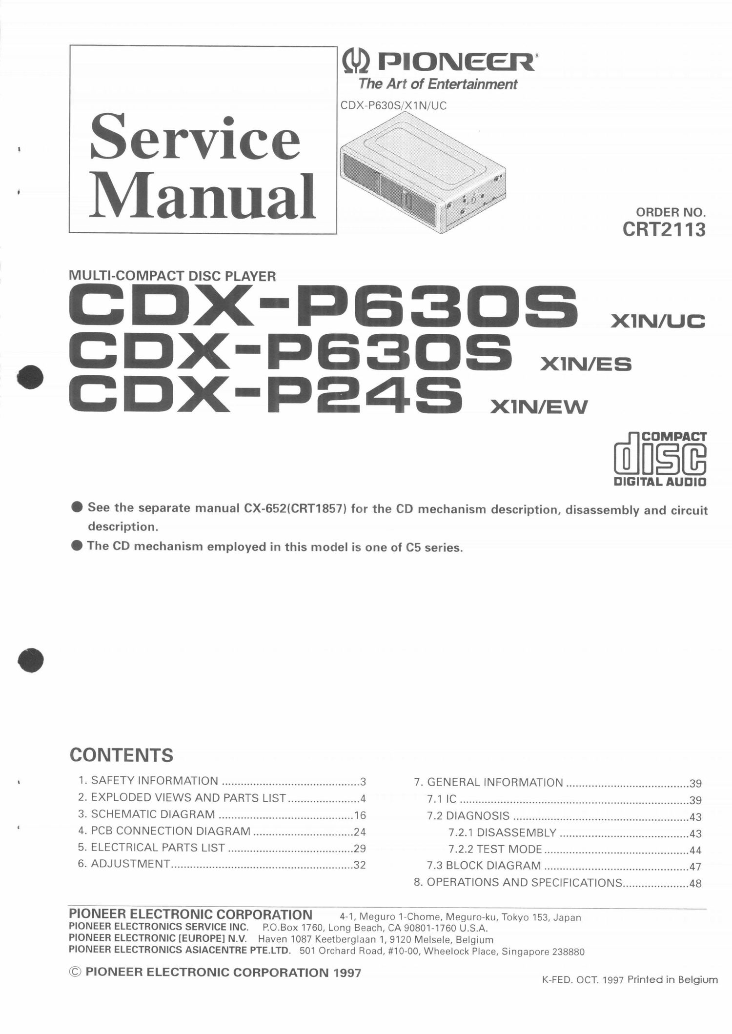 pioneer cdxp 24 s service manual