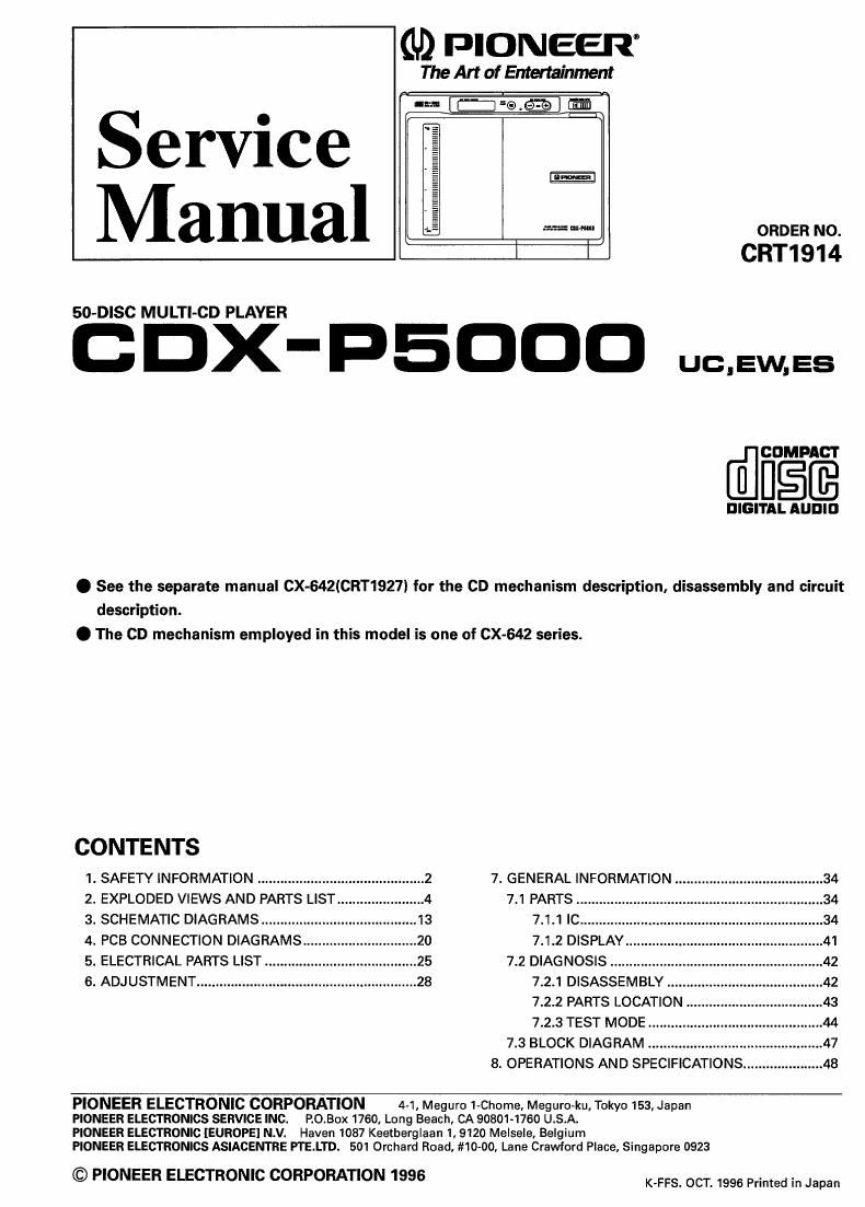 pioneer cdxp 5000 service manual