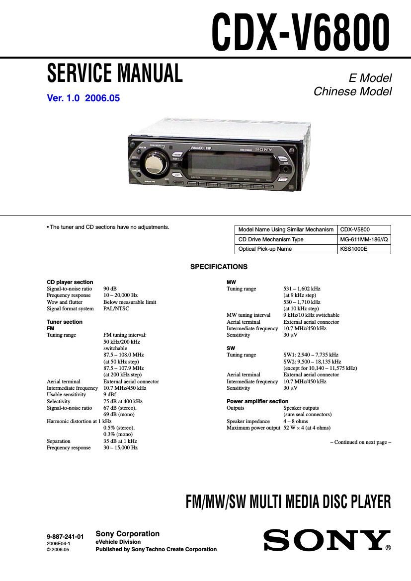 pioneer cdxv 6800 service manual