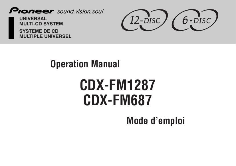 Pioneer CDX FM1287 Owners Manual