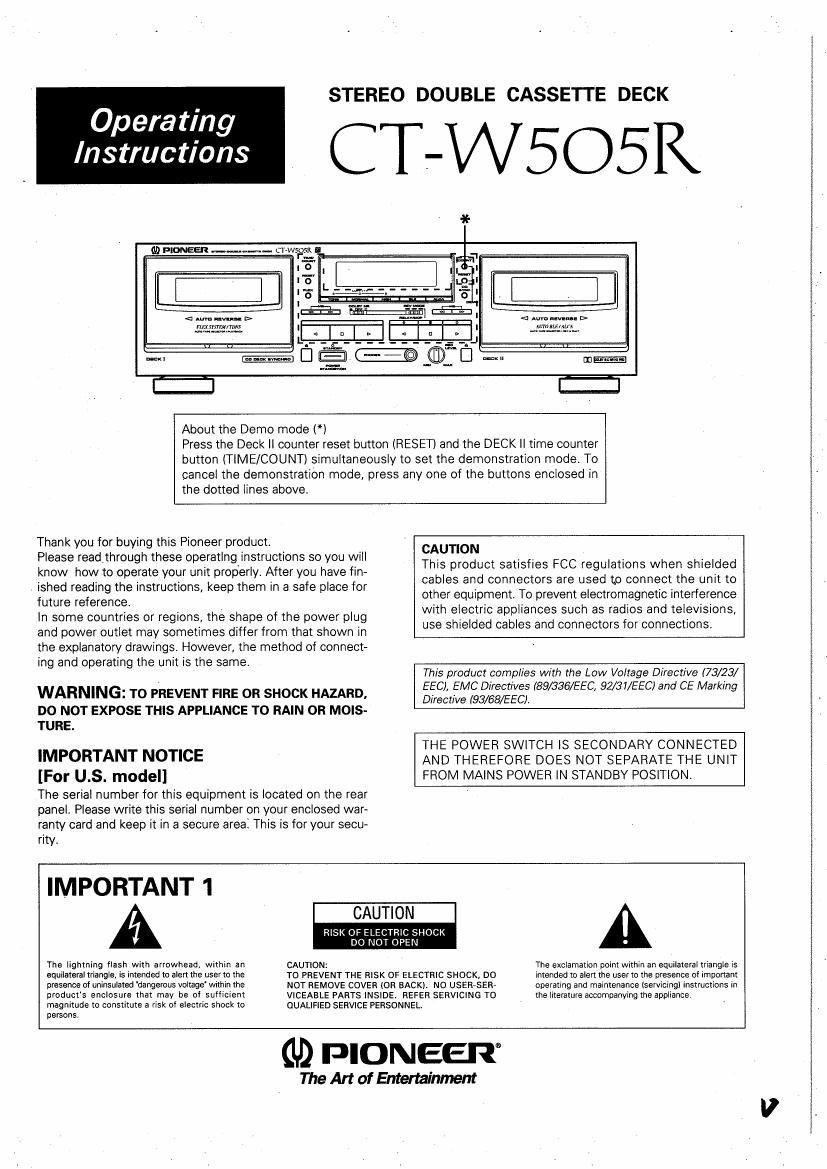 pioneer ctw 505 r owners manual