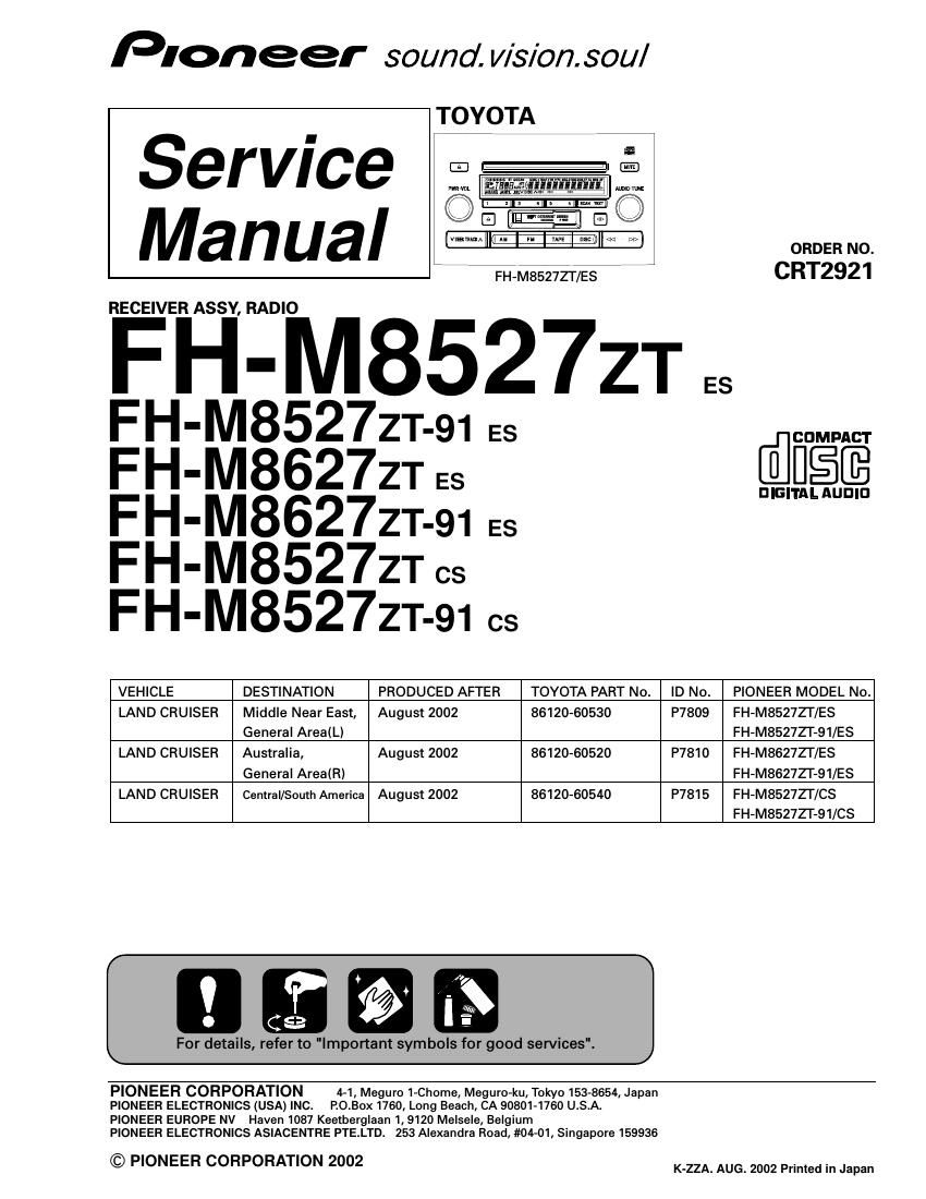 pioneer fhm 8527 zt 91 service manual