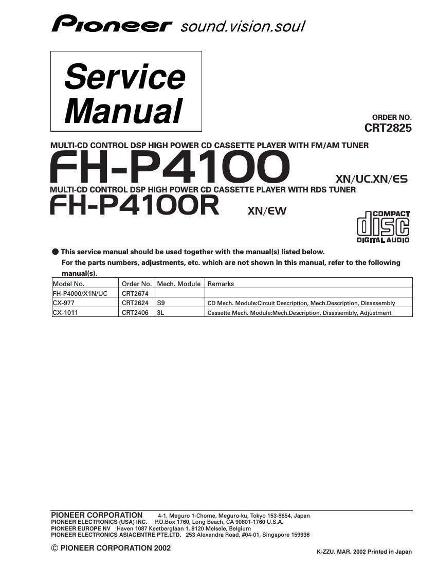 pioneer fhp 4100 service manual