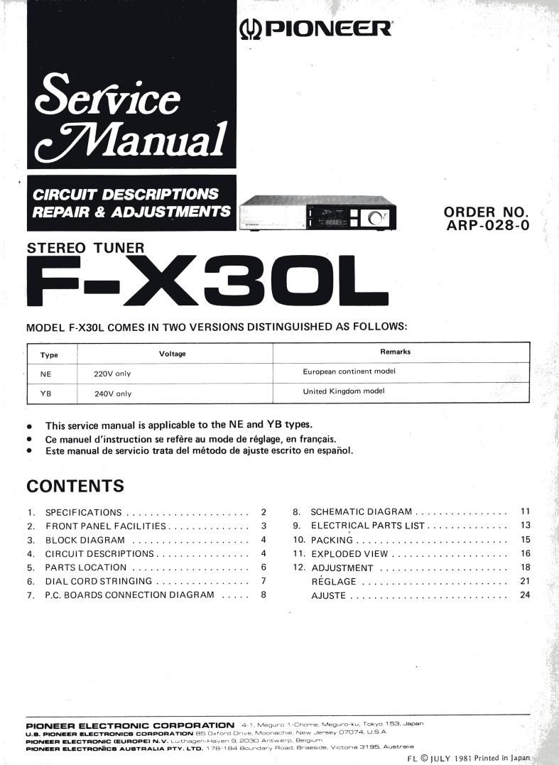 pioneer fx 30 l schematic