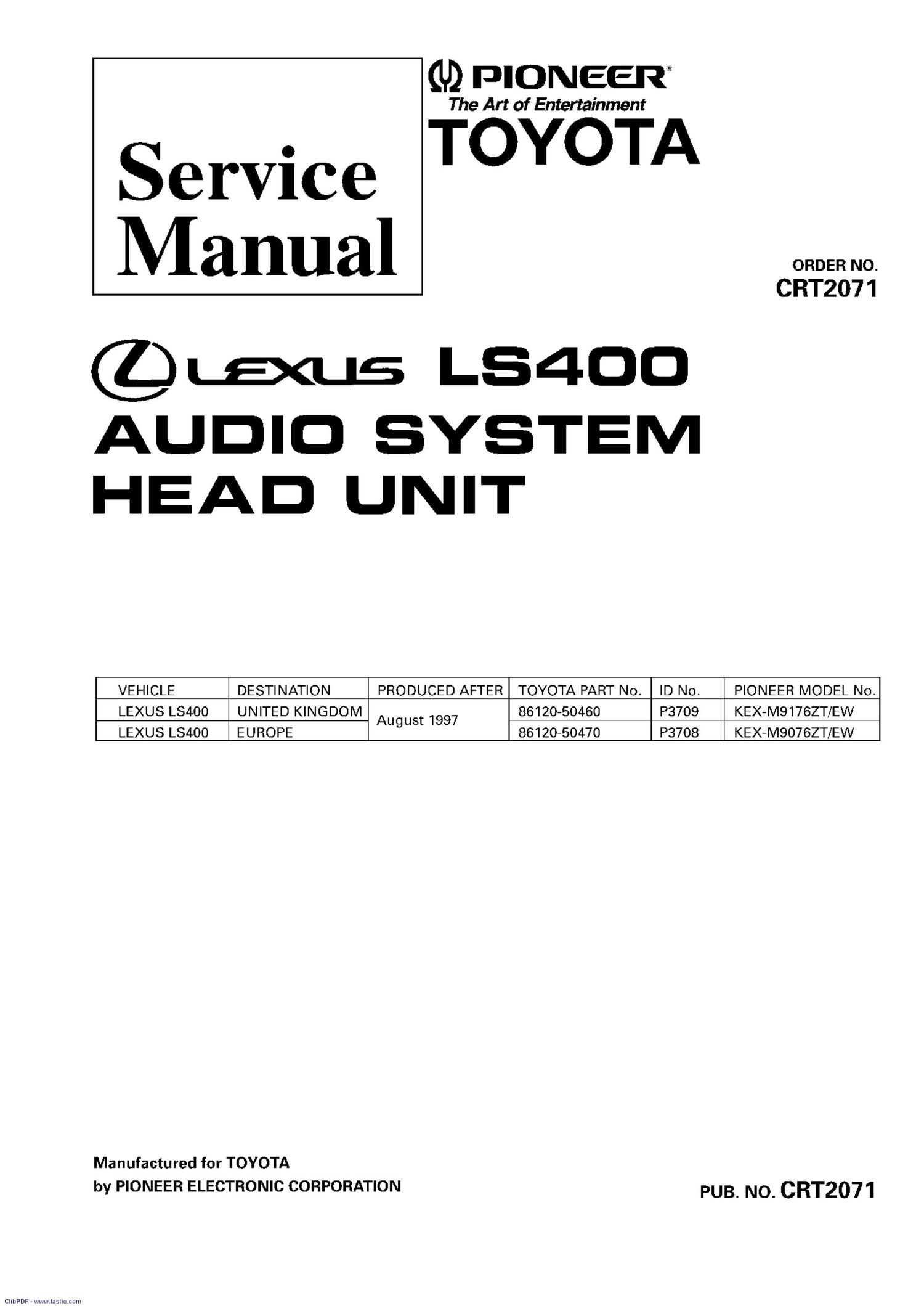 pioneer kexm 9076 zt service manual