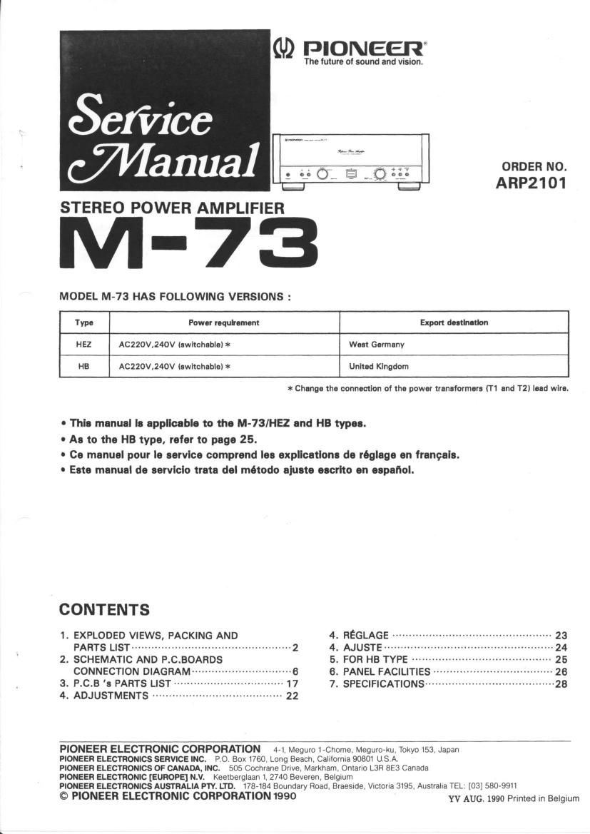 pioneer m 73 service manual