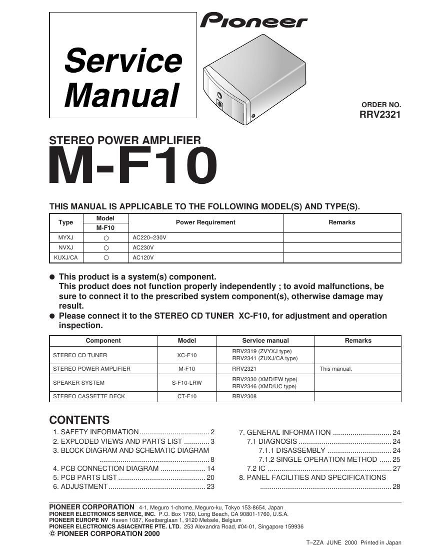 pioneer m f10 service manual