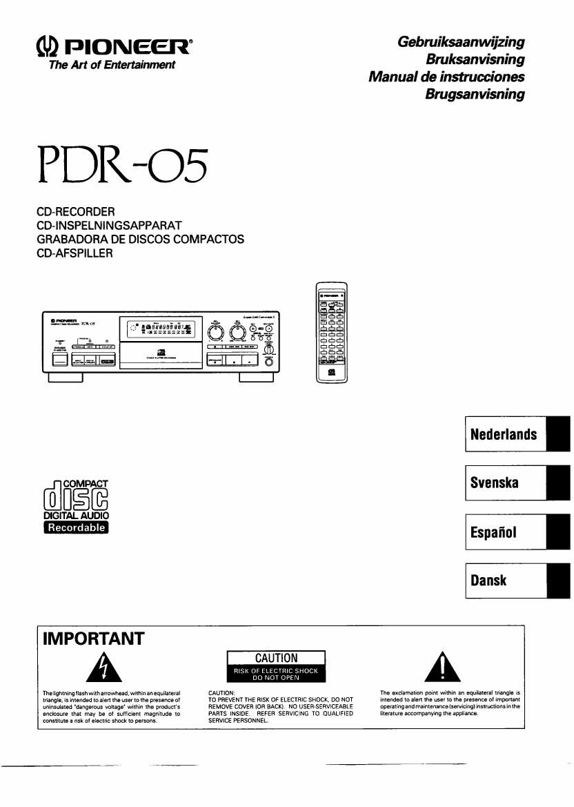 pioneer pdr 05 owners manual