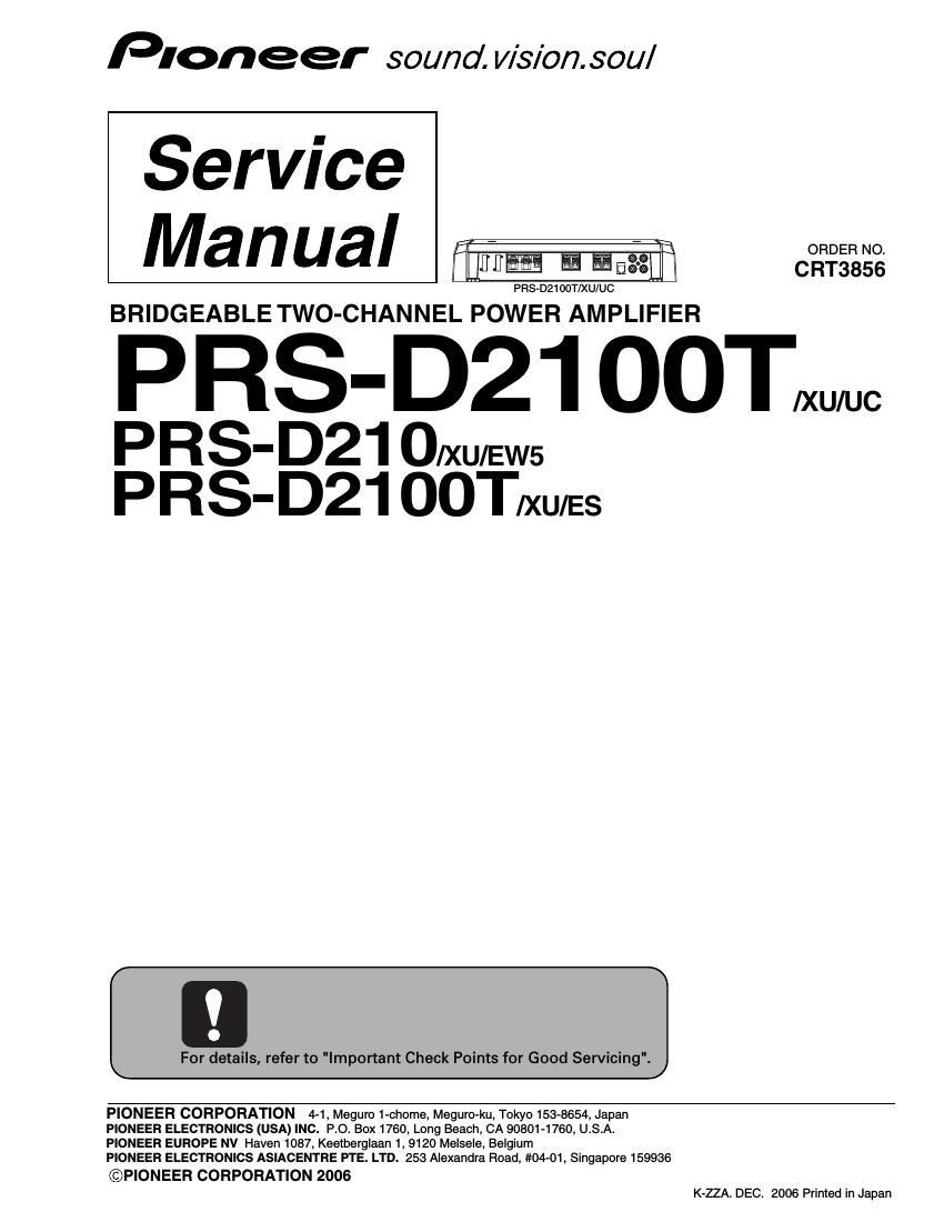 pioneer prsd 210 service manual