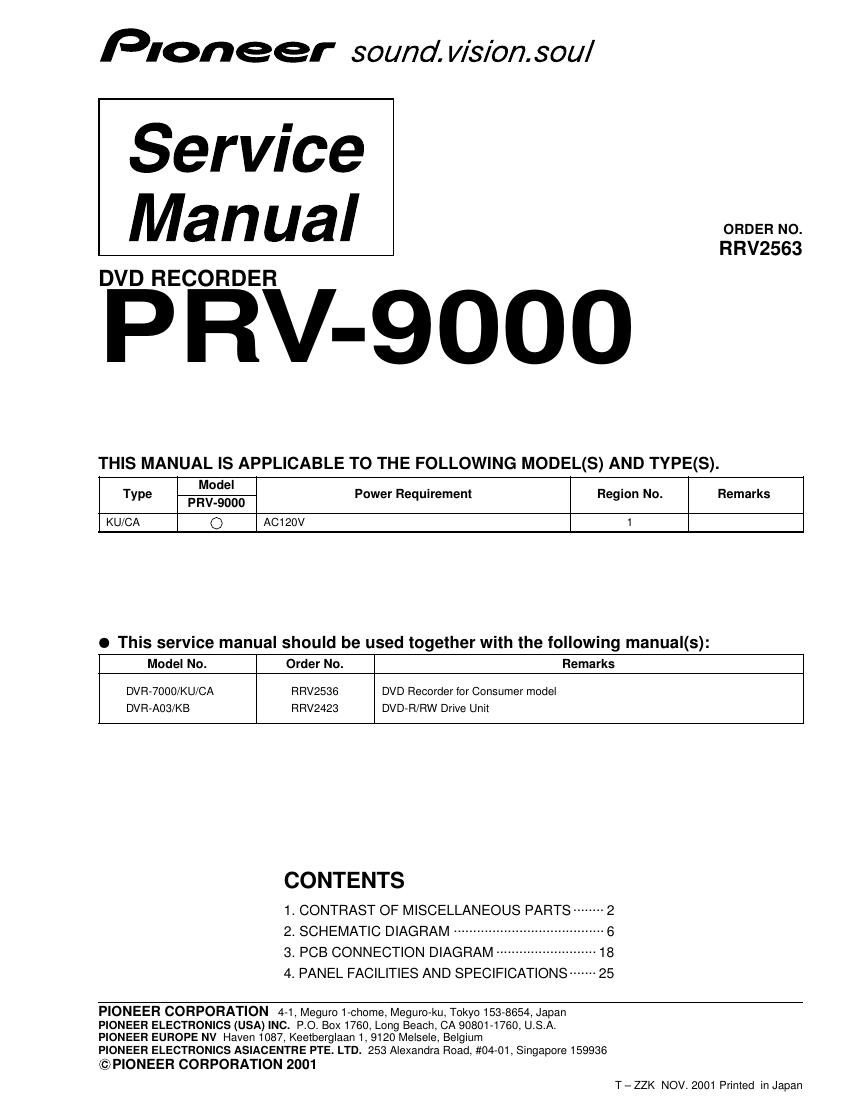 pioneer prv 9000 service manual