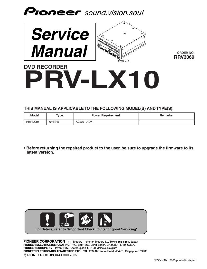 pioneer prvlx 10 service manual