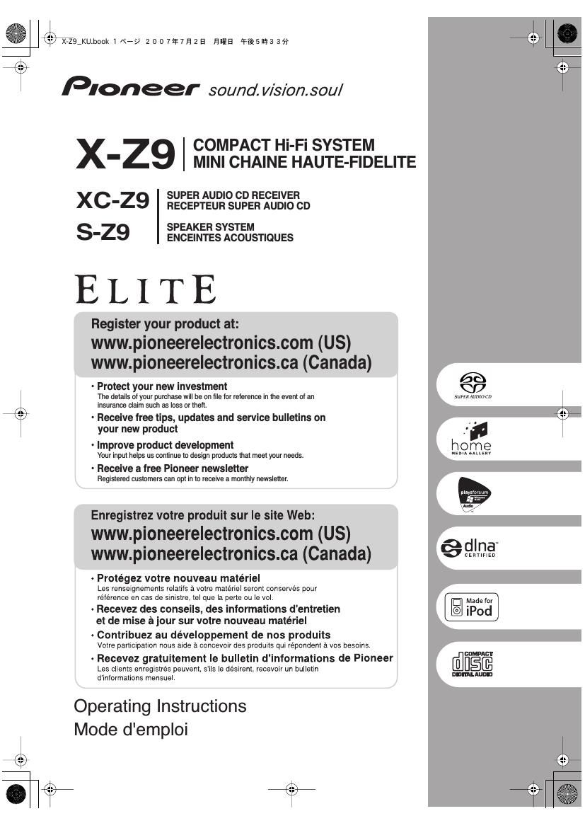 pioneer sz 9 owners manual