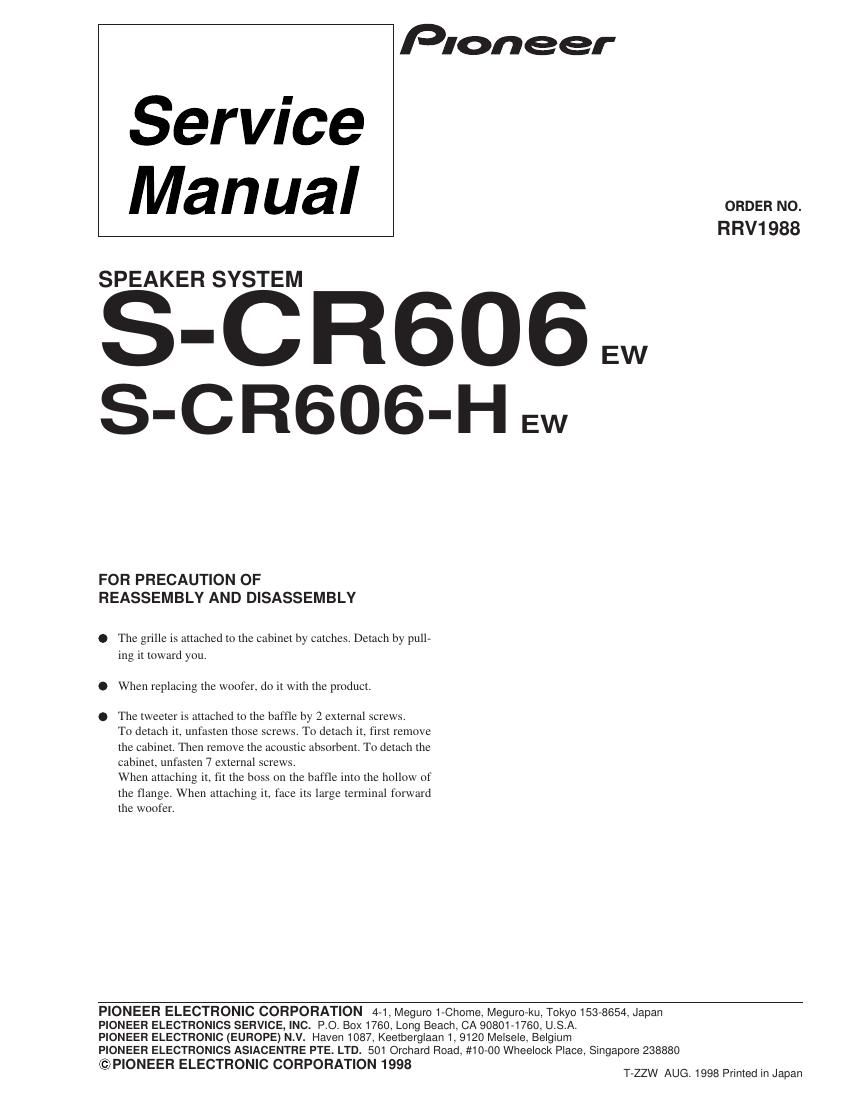 pioneer scr 606 service manual