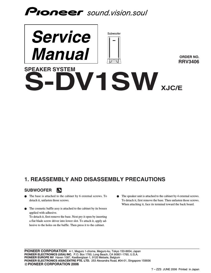 pioneer sdv 1 sw service manual