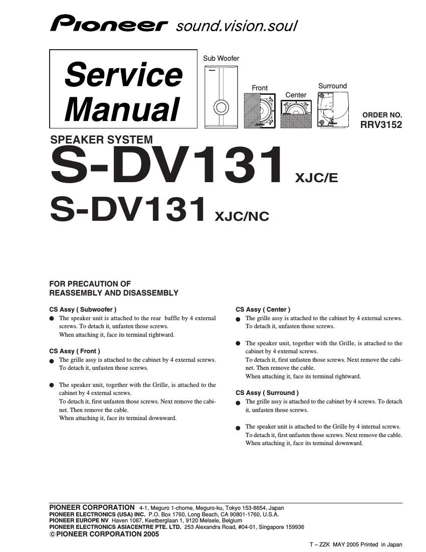 pioneer sdv 131 service manual