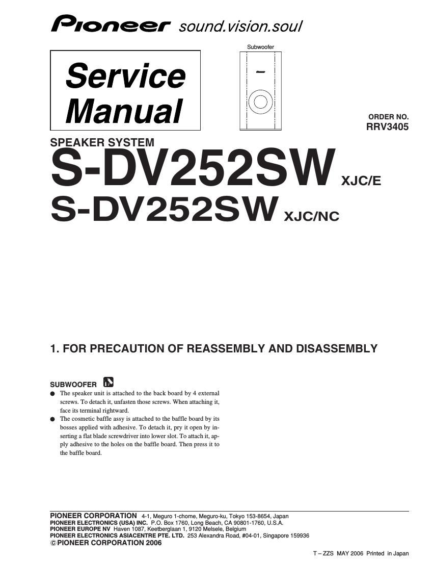 pioneer sdv 252 sw service manual