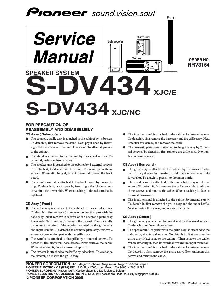 pioneer sdv 434 service manual