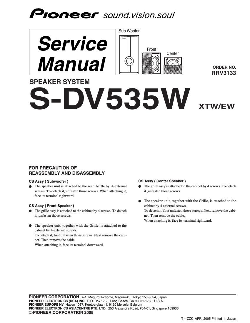 pioneer sdv 535 w service manual