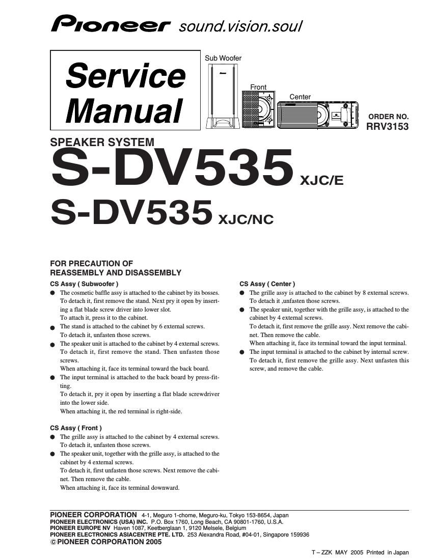 pioneer sdv 535 service manual