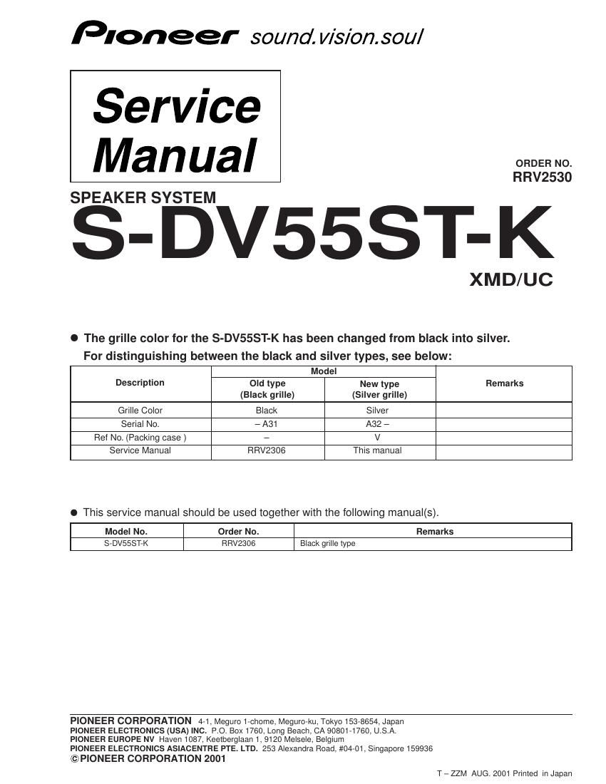 pioneer sdv 55 st service manual