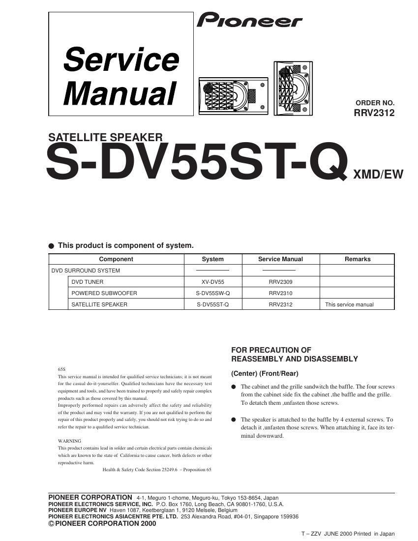 pioneer sdv 55 stq service manual