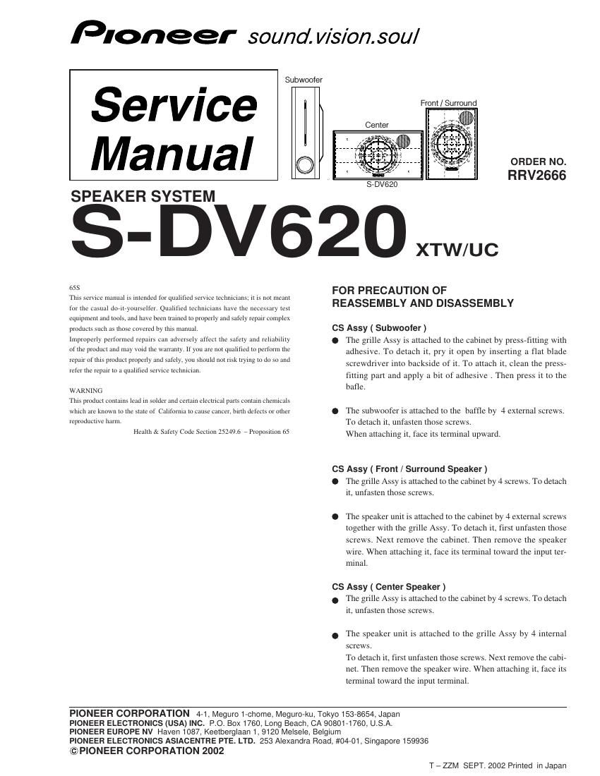 pioneer sdv 620 service manual