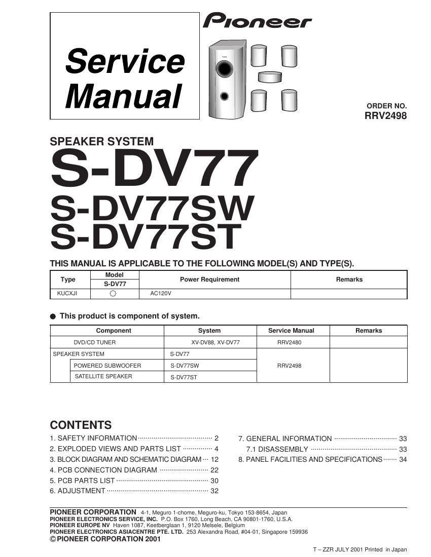 pioneer sdv 77 service manual