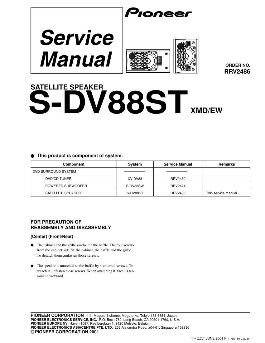 pioneer sdv 88 st service manual