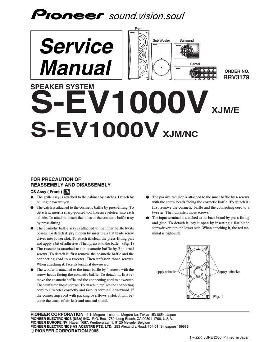 pioneer sev 1000 v service manual