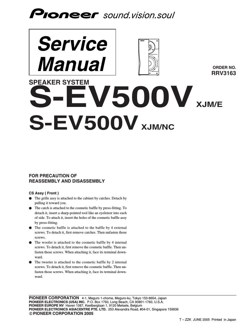 pioneer sev 500 v service manual