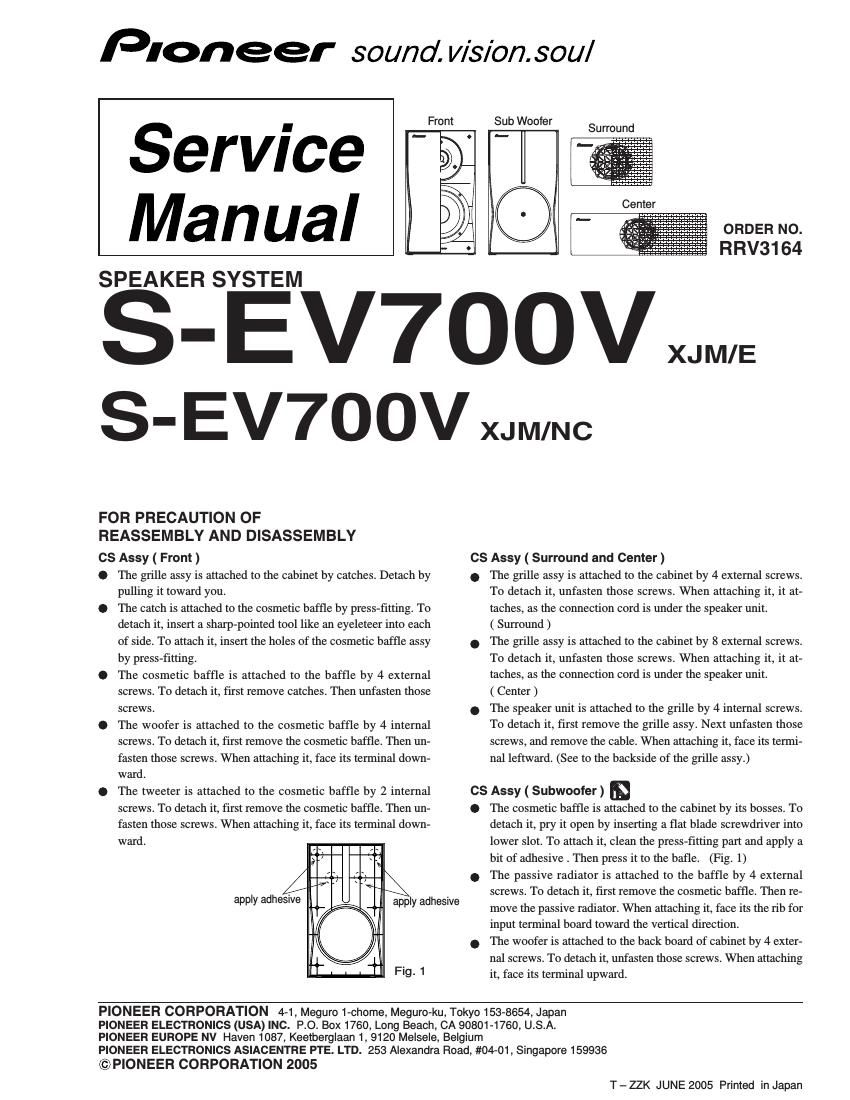 pioneer sev 700 v service manual