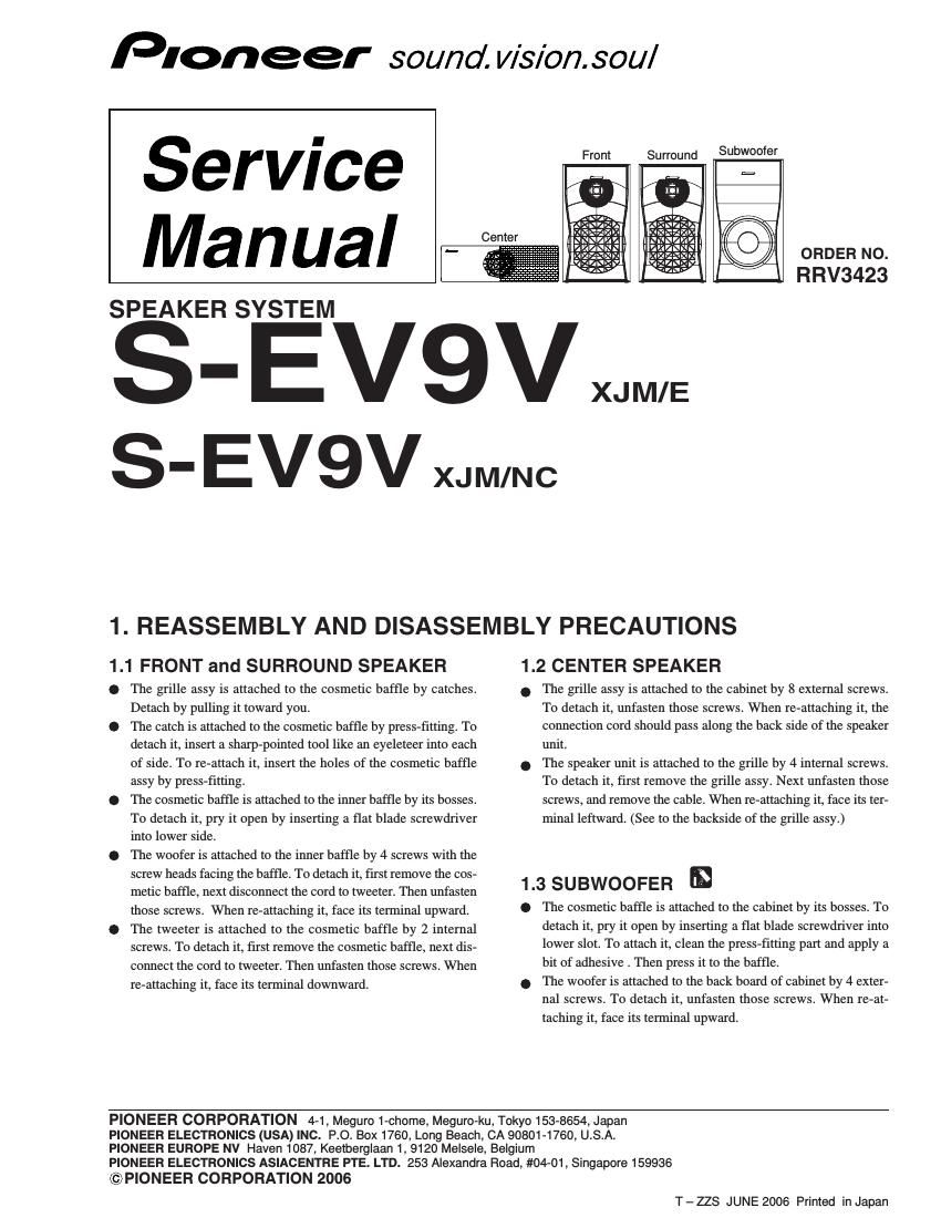 pioneer sev 9 v service manual