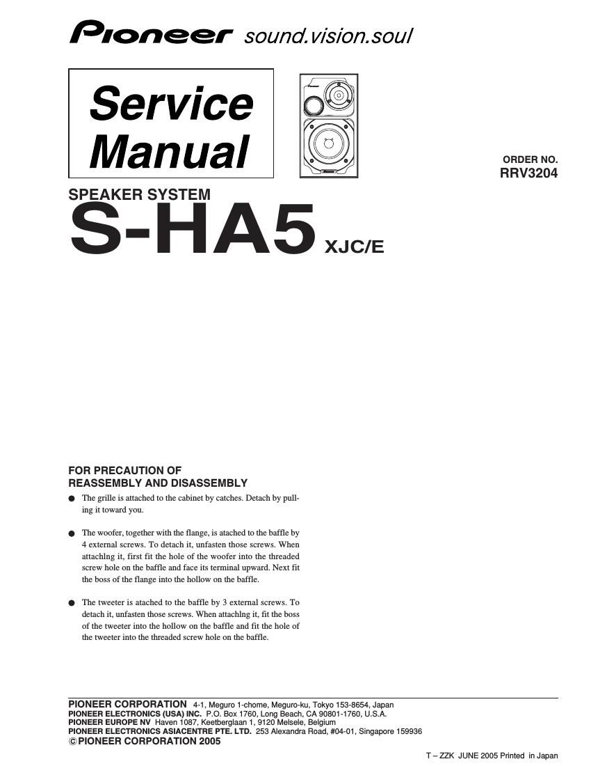 pioneer sha 5 service manual