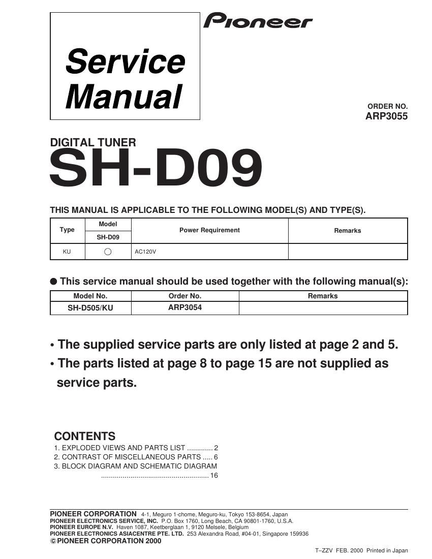 pioneer shd 09 service manual