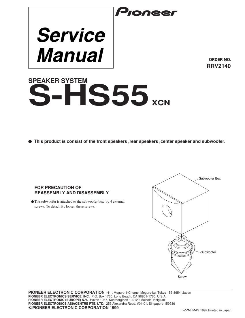 pioneer shs 55 service manual