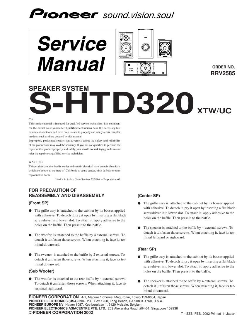 pioneer shtd 320 service manual