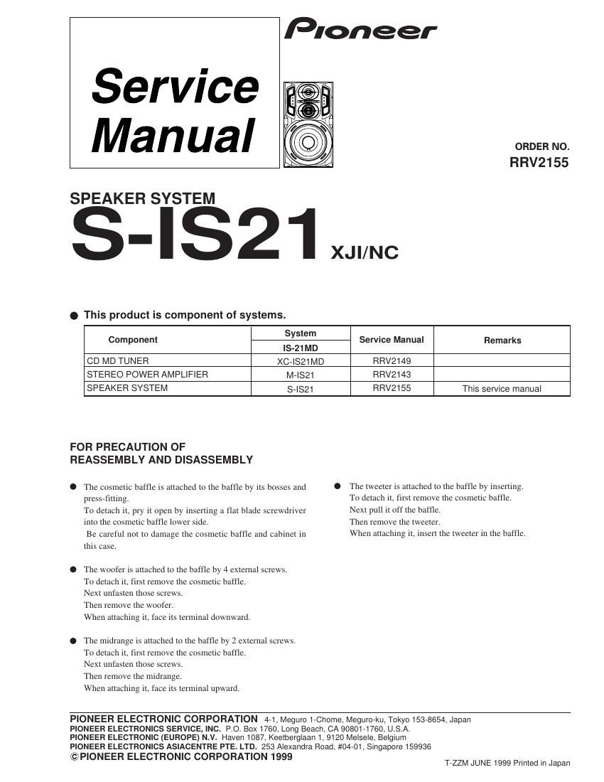 pioneer sis 21 x service manual