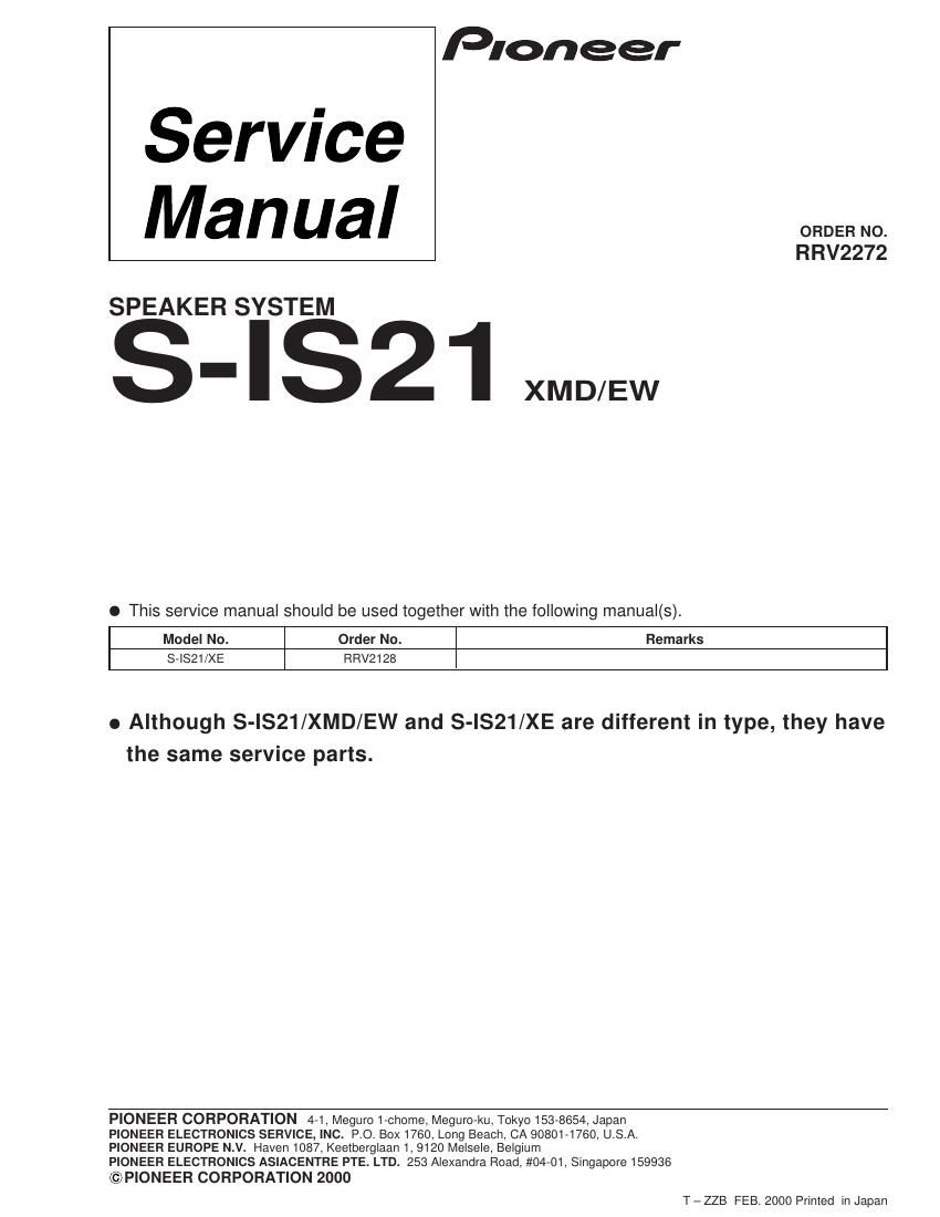 pioneer sis 21 service manual