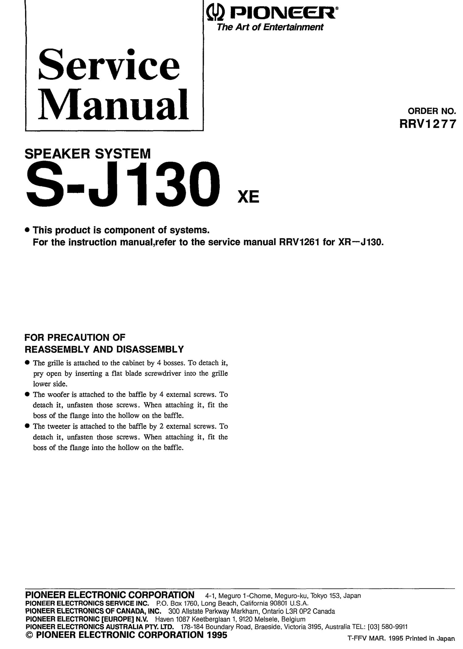 pioneer sj 130 service manual