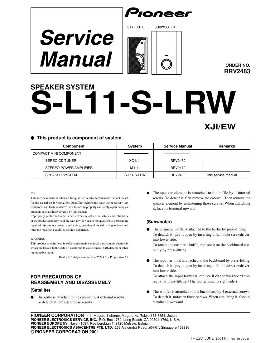 pioneer sl 11 slrw service manual