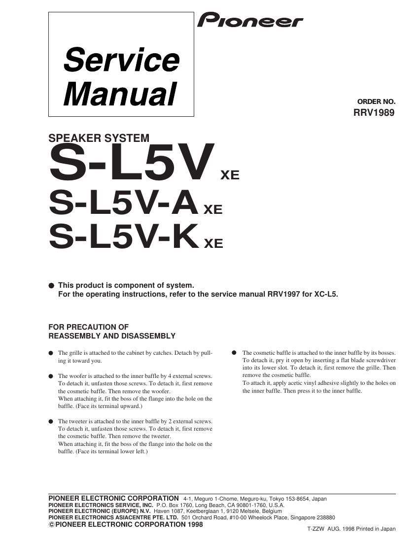 pioneer sl 5 va service manual