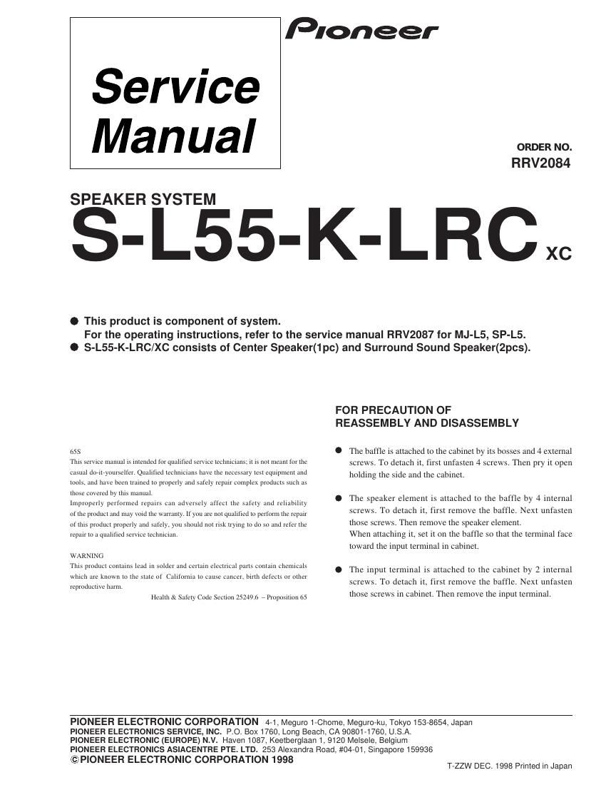 pioneer sl 55 klrc service manual