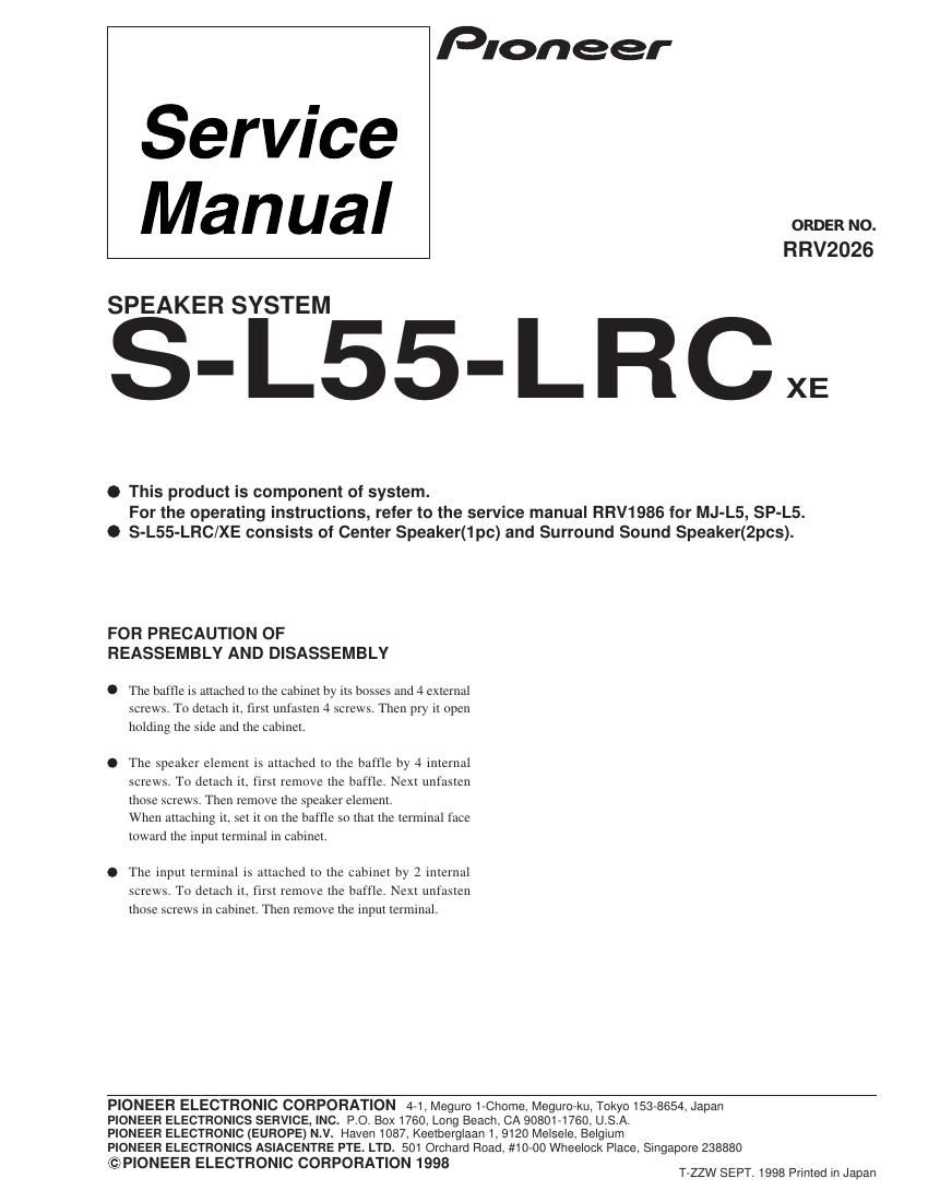 pioneer sl 55 lrc service manual