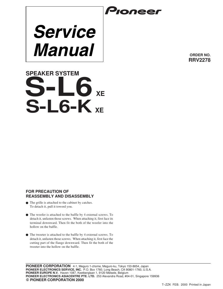 pioneer sl 6 x service manual