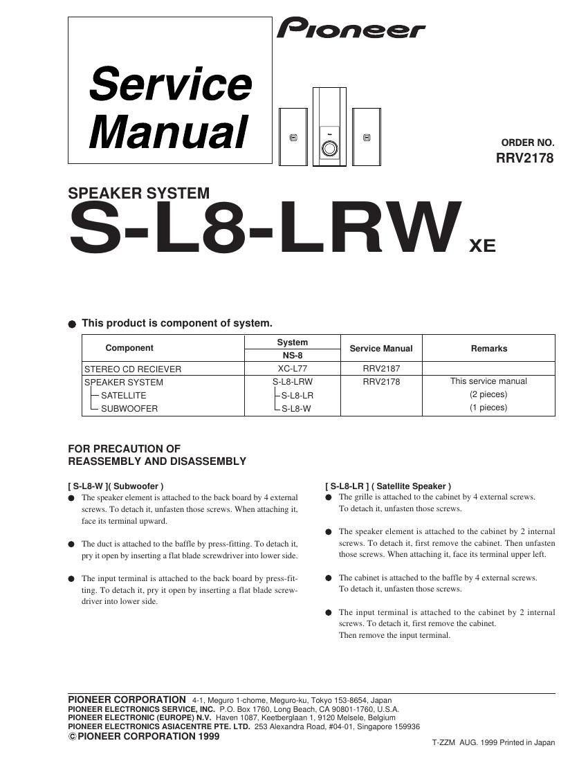 pioneer sl 8 lrw service manual