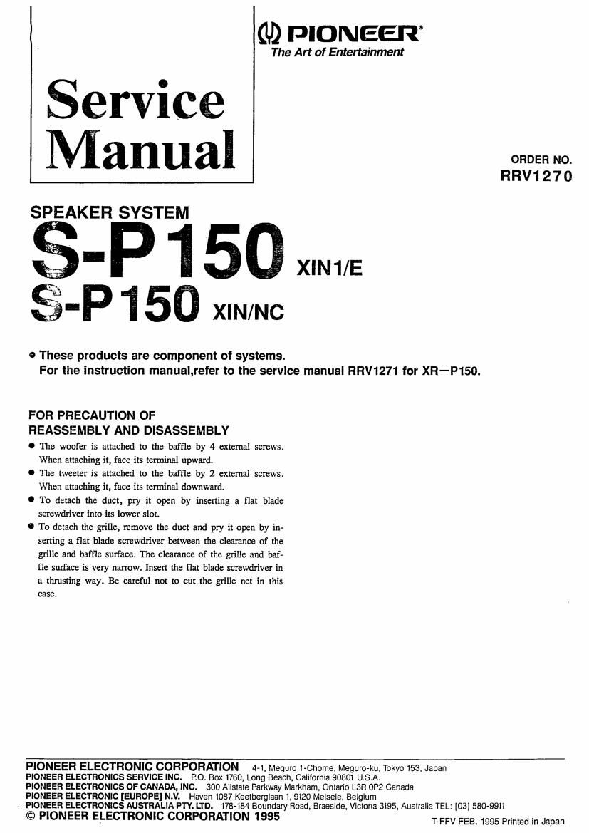 pioneer sp 150 service manual