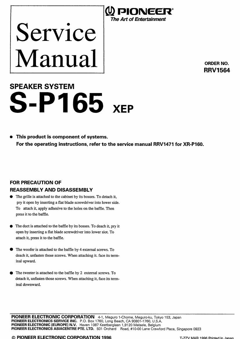 pioneer sp 165 service manual